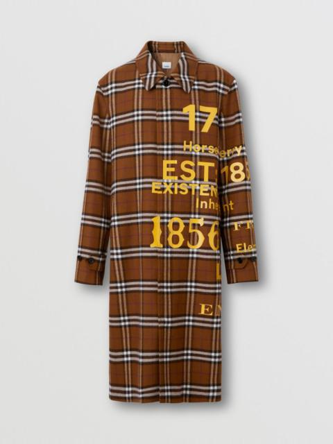 Burberry Horseferry Print Check Wool Car Coat
