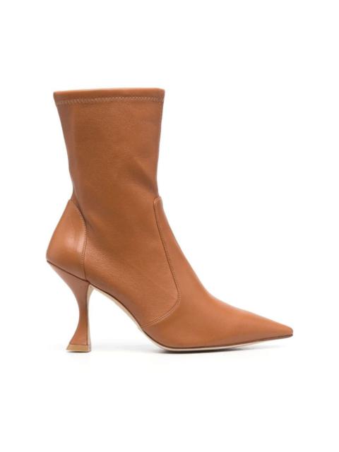 100mm heeled leather boots
