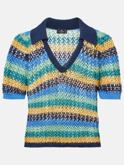 Etro Knitted striped cotton-blend crop top