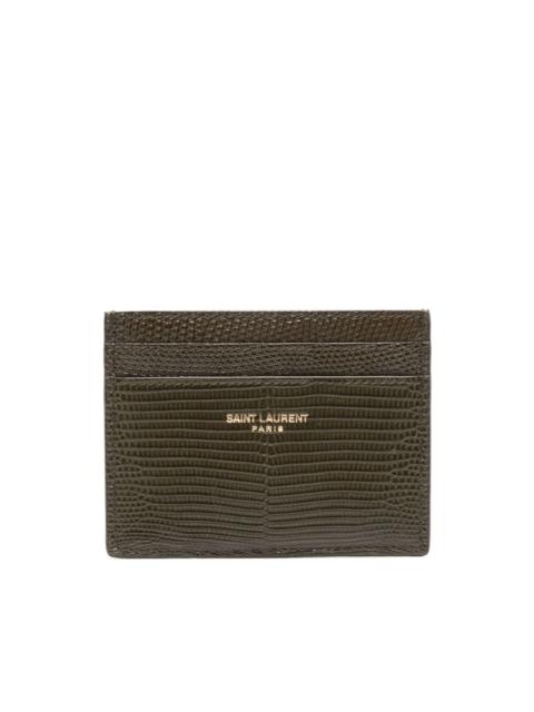 SAINT LAURENT logo-stamp embossed-leather cardholder
