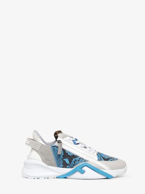 FENDI Slip-on sneakers with adjustable elastic laces, side zipper and corrugated sole with engraved F. Fen