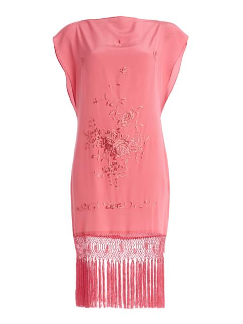 CONNER IVES Exclusive Piano Shawl Embroidered Silk Mini Shift Dress