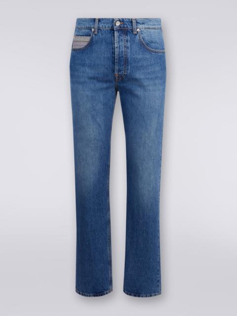 Missoni Five-pocket trousers in denim with zigzag insert