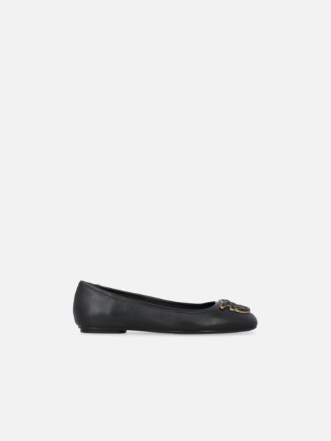 PINKO NAPPA LEATHER BALLERINAS WITH LOVE BIRDS LOGO