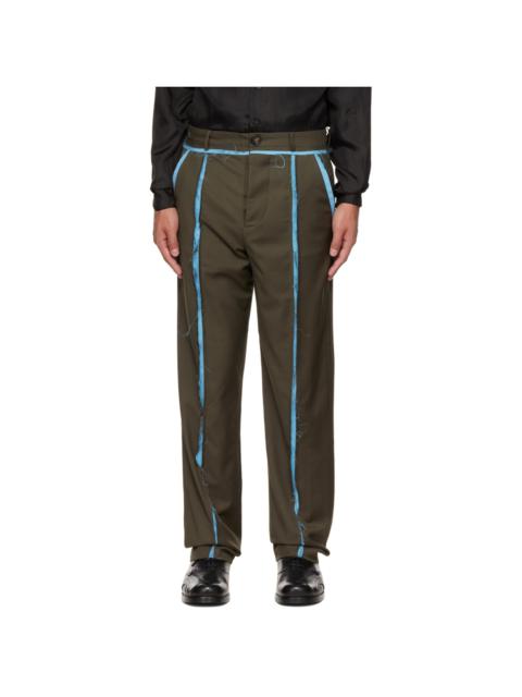 EDWARD CUMING Khaki Peek-A-Boo Trousers