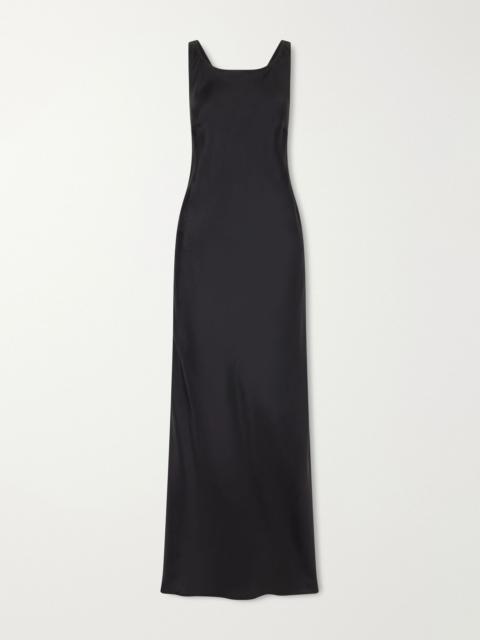 LE KASHA Open-back silk-satin maxi dress Black