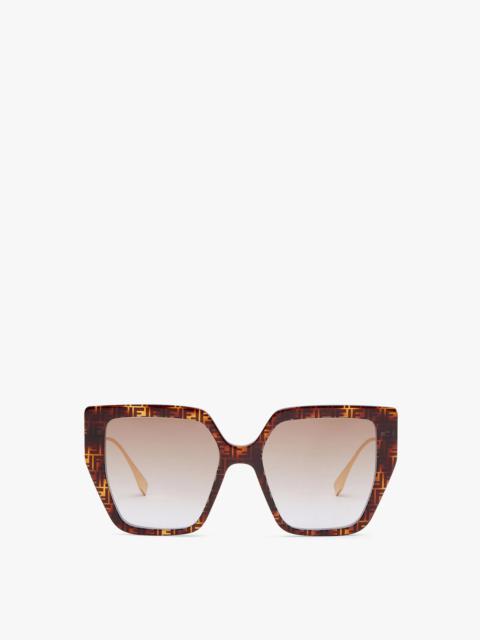 FENDI FF Havana acetate and metal sunglasses