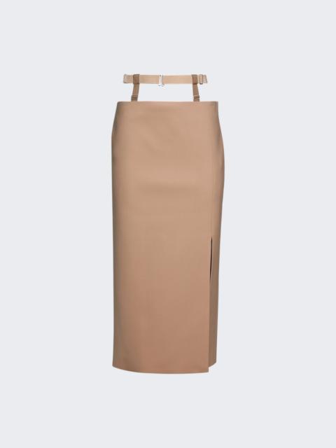 MUGLER Jupe Belted Slit Tailored Skirt Beige