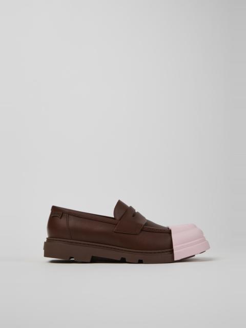CAMPER Junction Brown Leather Moccasins/Nautical Shoes for Men.