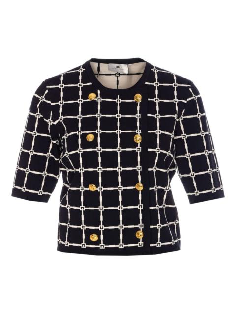 ELISABETTA FRANCHI grid-patterned double-breasted top