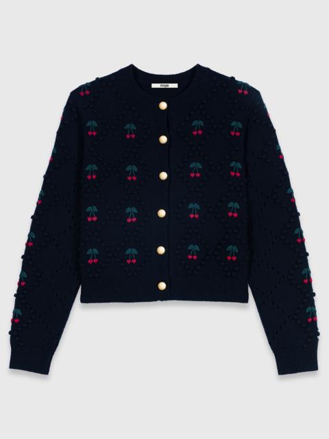 maje Embroidered cherry cardigan