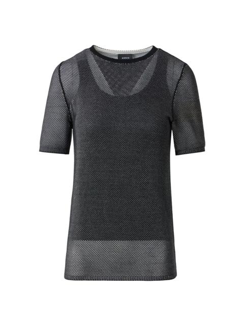 AKRIS Women's Silk Grid Short-SleeveTop - Black White