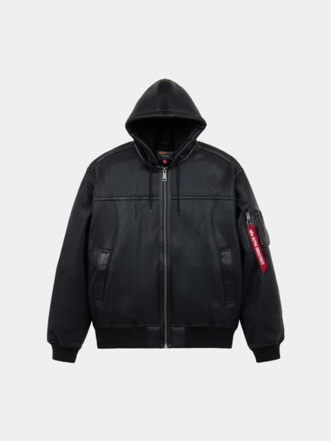 Nike MA-1 HOODED FAUX LEATHER BOMBER JACKET