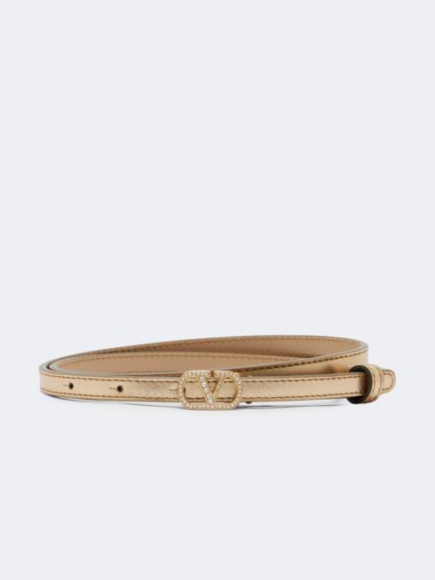 Valentino VLogo embellished metallic leather belt