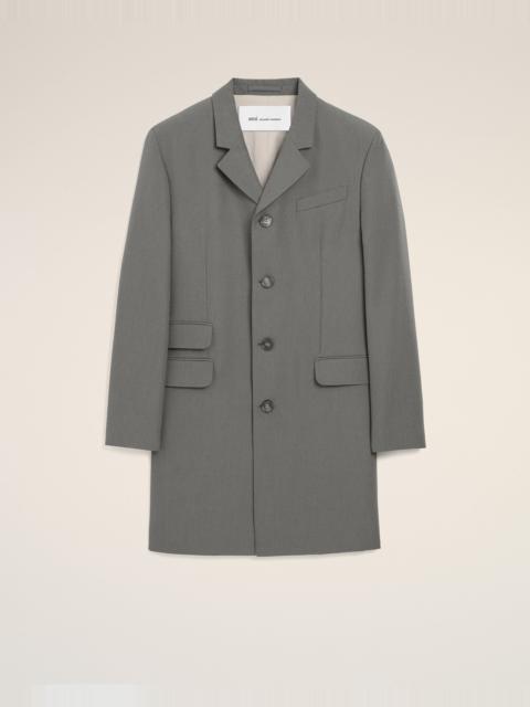 AMI Paris GREY NEW WOOL STRAIGHT SIMPLE BREASTED COAT