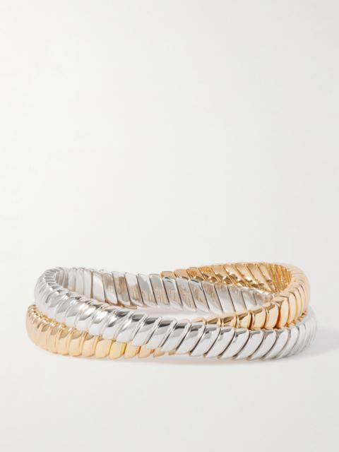 ROXANNE ASSOULIN The Double Cobra Set Of Two Silver And Gold-tone Bracelets