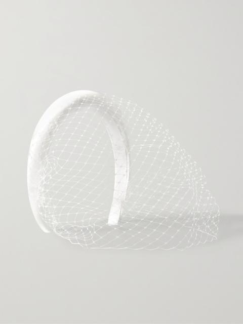 Jennifer Behr Tori Voilette satin and net headband Cream