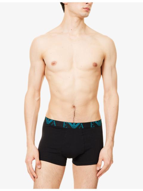 EMPORIO ARMANI Branded Mid-Rise Pack Of Three Stretch-Cotton Trunks
