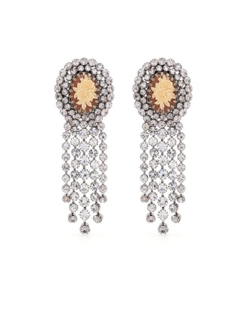 cameo-detail crystal-embellished earrings