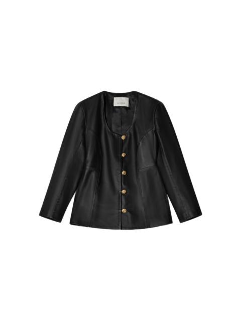 House of Dagmar scoop-neck leather jacket