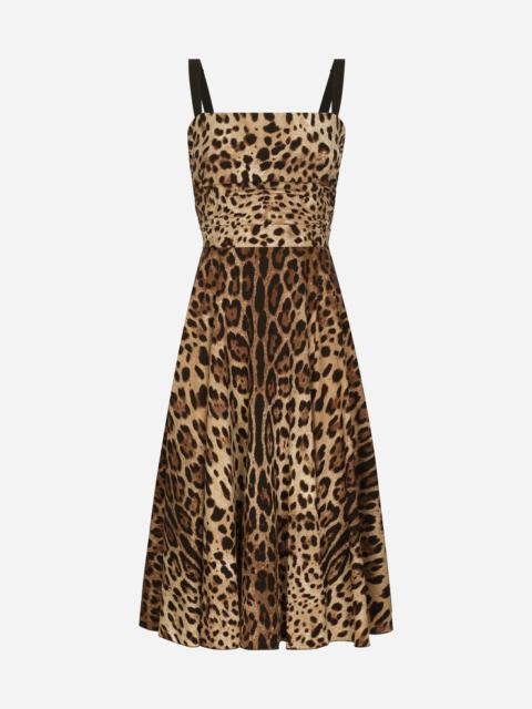 Leopard-print cady wrap dress