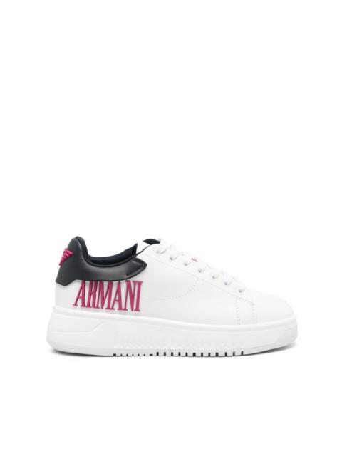 EMPORIO ARMANI logo-appliqué leather sneakers