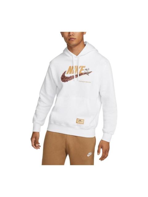 Nike NSW Coffee Bean Graphic Hoodie 'White' DX6513-100