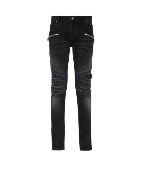 Balmain Slim cut ripped cotton jeans