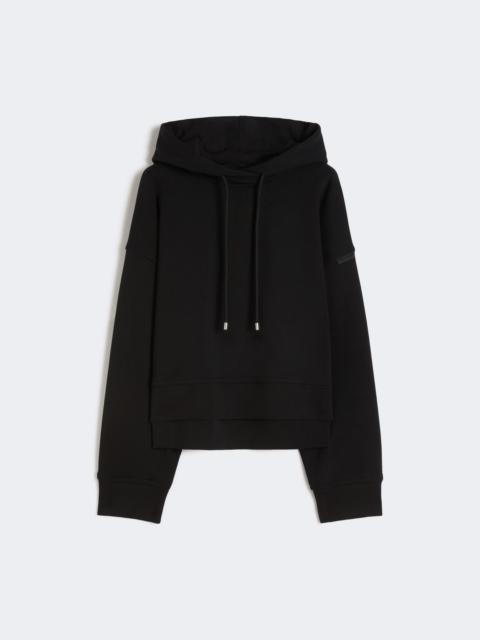 Sportmax SLOGAN Stretch-cotton hooded sweatshirt - BLACK