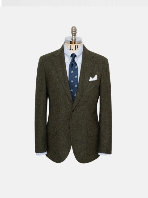 J. PRESS OLIVE HERRINGBONE WOOL SPORT COAT - TRIM FIT