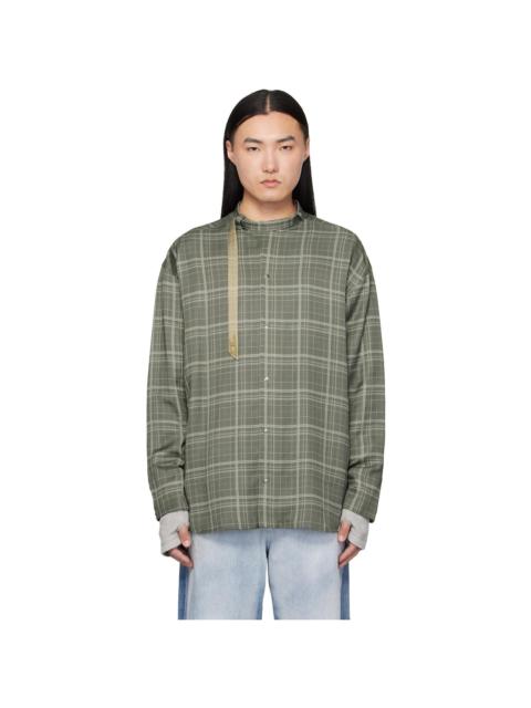 Diesel Gray Check-Satin Biker Details Shirt
