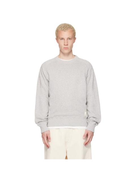 Merz b. Schwanen Gray Retro Fleece Raglan Cotton Sweatshirt