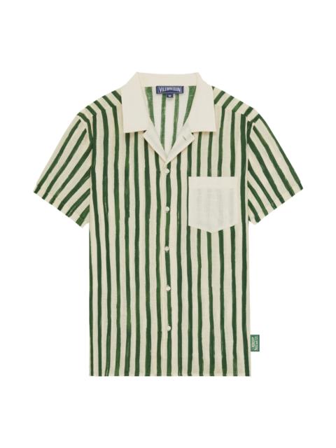 Men Linen Bowling Shirt HS Stripes - Vilebrequin x Highsnobiety