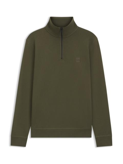 BOSS COTTON-TERRY SWEATSHIRT WITH ZIPPER COLLAR