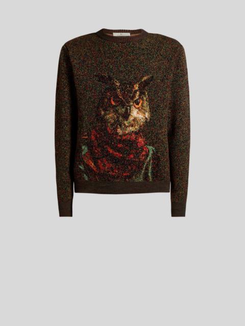 Etro PIXEL-EFFECT JACQUARD SWEATER WITH OWL MOTIF