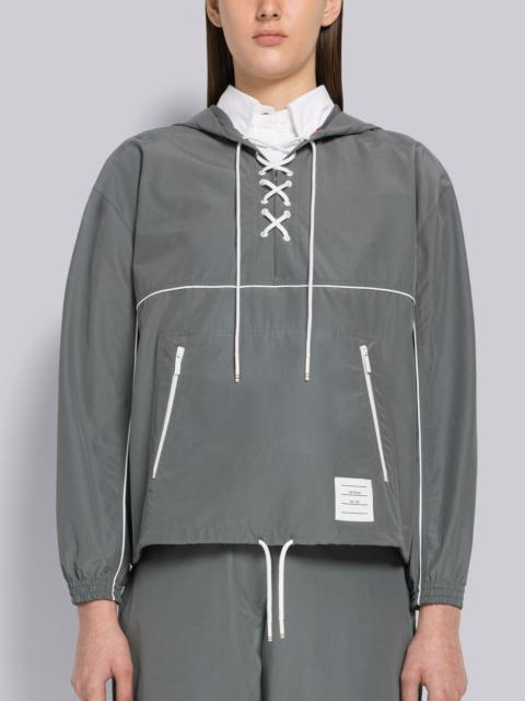 Thom Browne - Super 120's Twill Down Hooded Patch Pocket Jacket - 44 - Grey - Female