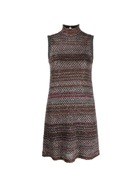 sequinned honeycomb-knit minidress