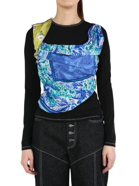 Marine Serre upcycled silk-scarves top