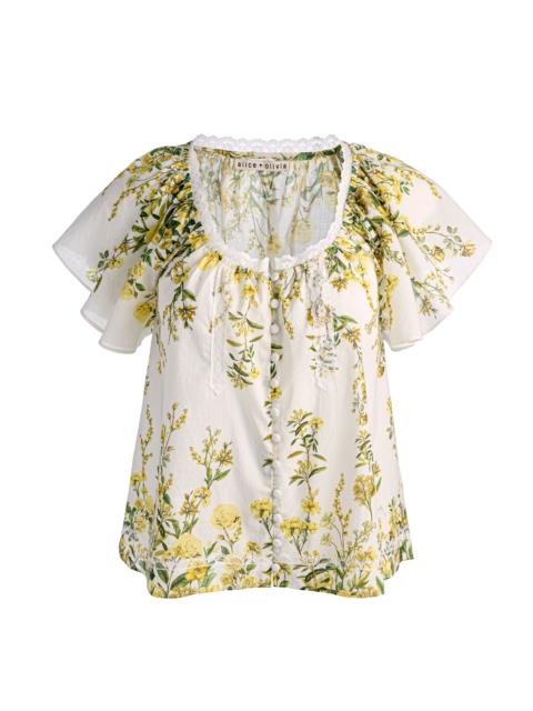 Alice + Olivia ODETTE FLUTTER SLEEVE TOP