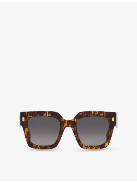 FENDI FE40101I Fendi Roma Square-Frame Tortoiseshell Acetate Sunglasses