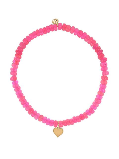 SYDNEY EVAN Pink Opal Tiny Pure Heart Charm Bracelet