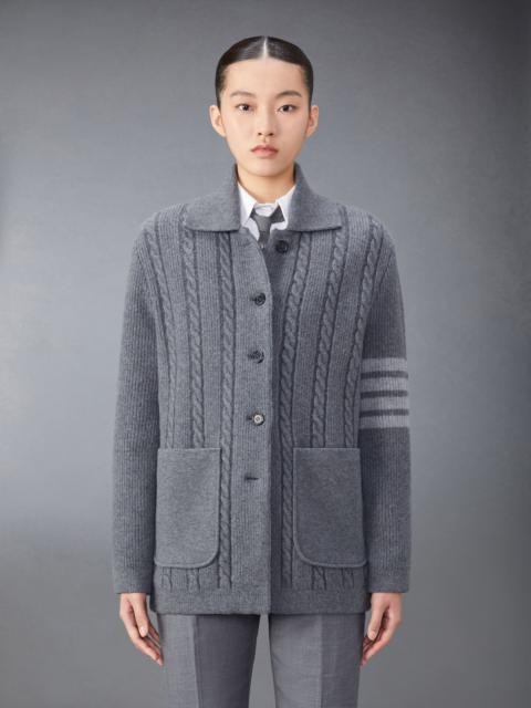 Thom Browne Merino Wool and Cotton 4-Bar Cable Overcoat