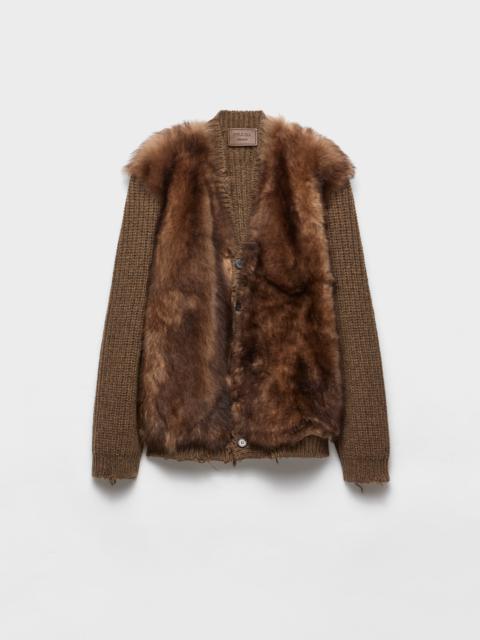 Prada Wool and shearling cardigan