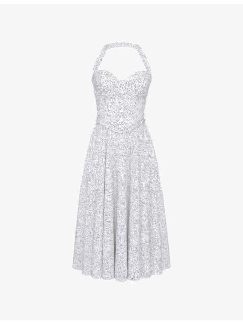 House of CB Georgie Polka-Dot Stretch-Cotton Midi Dress