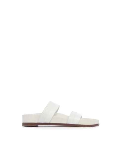 GABRIELA HEARST Low Striker Flat Sandal in Ivory Snakeskin & Nappa Leather