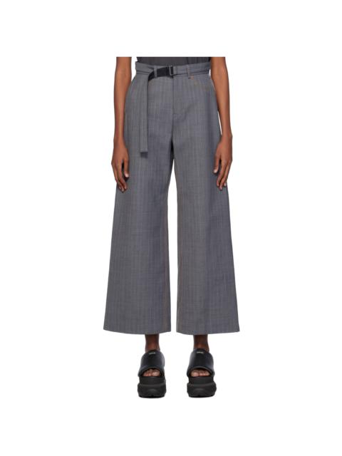 sacai Gray Striped Trousers