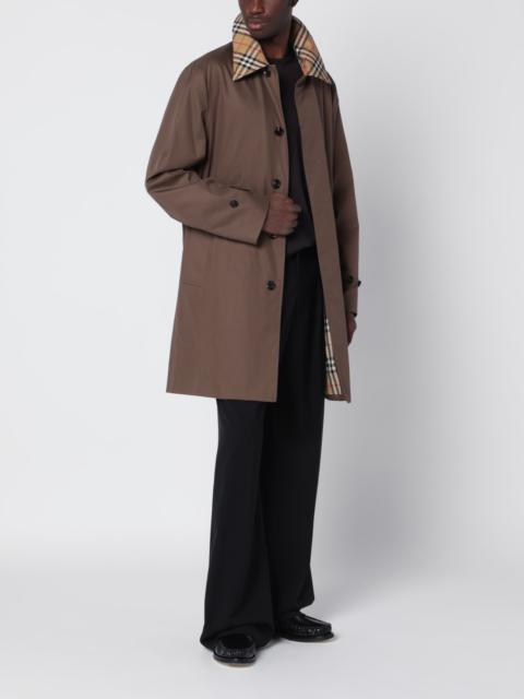 Burberry Brown cotton trench coat with Check collar