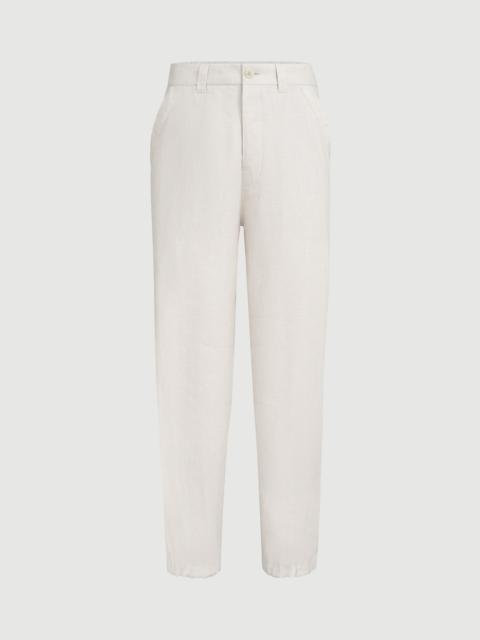 Brunello Cucinelli Linen micro chevron trousers with drawstrings