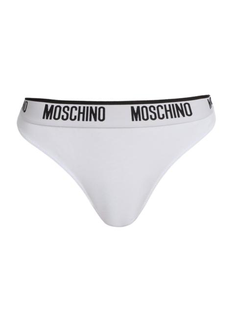 Moschino Women's Intimo Donna Logo Thongs 2-Pack - White
