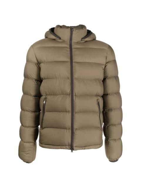 quilted zip-up hooded jacket